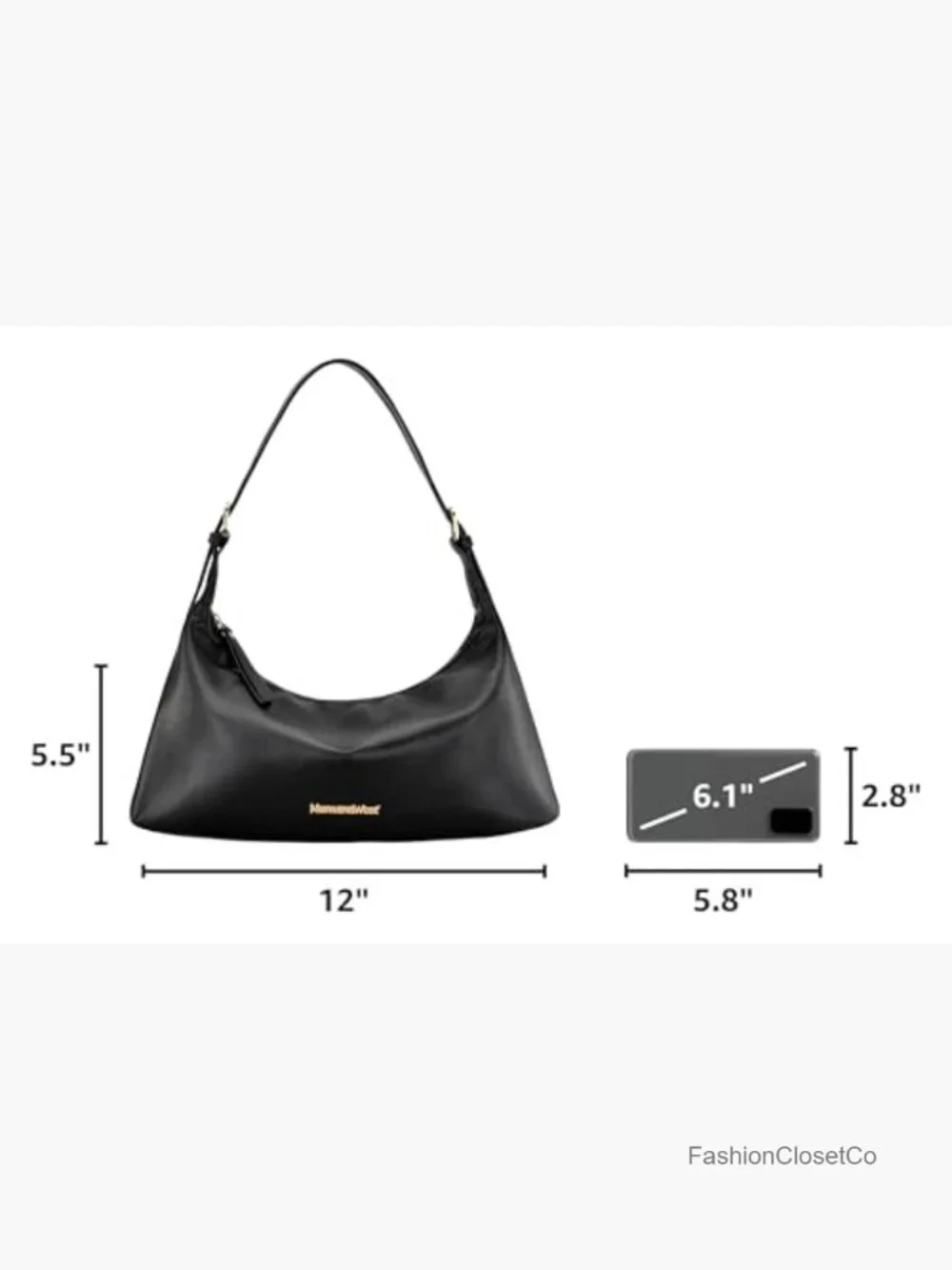 Medium Crescent Hobo Shoulder Bag Vegan Leather Crossbody Purse